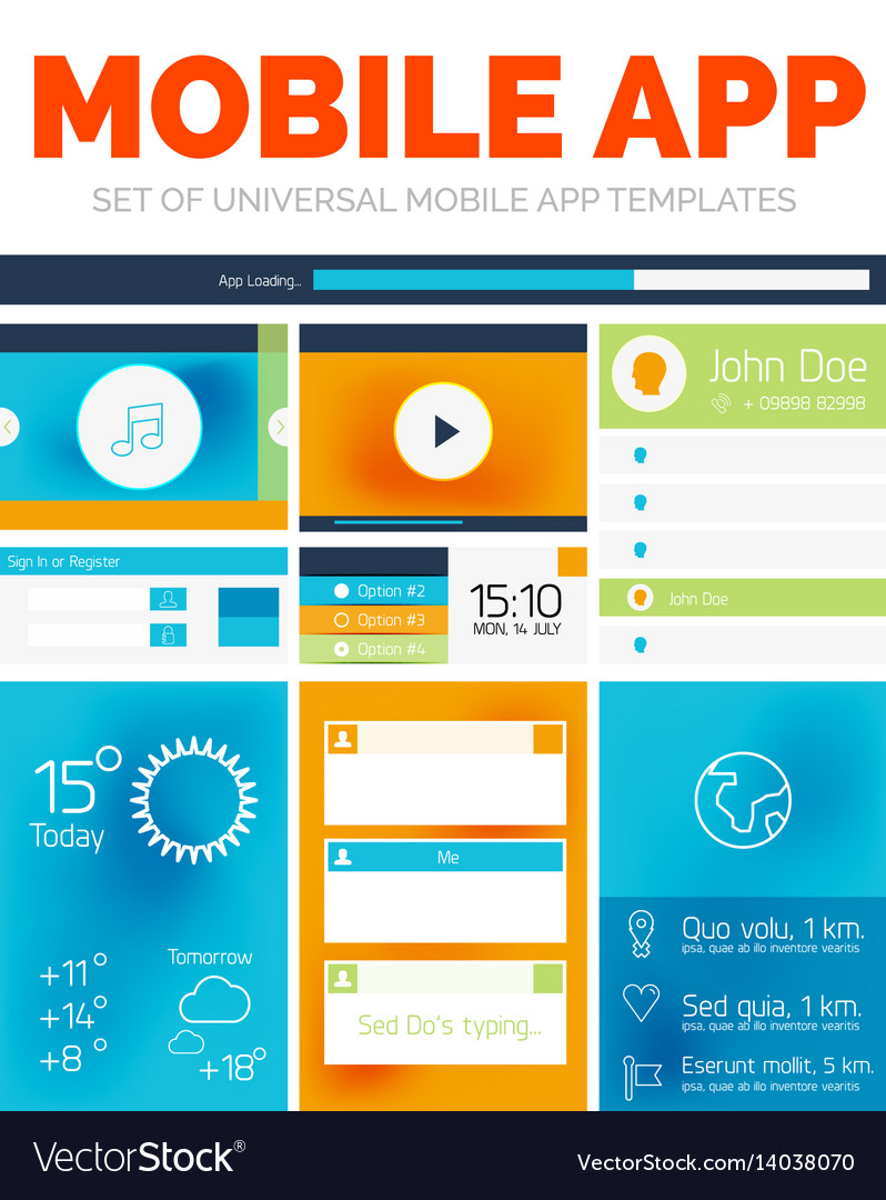 Set Mobile App Layout Templates Royalty Free Vector Image