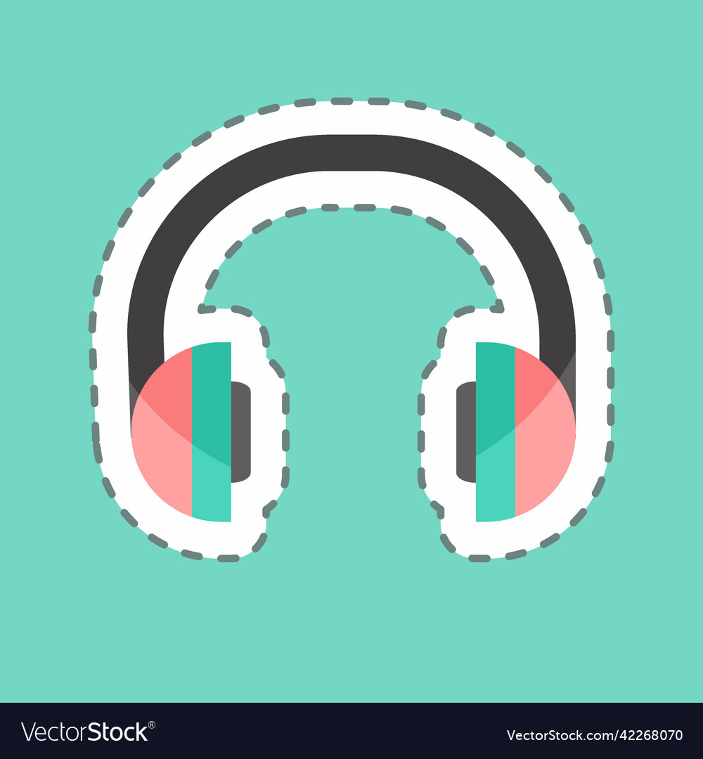 Sticker line cut music playing suitable for music Vector Image