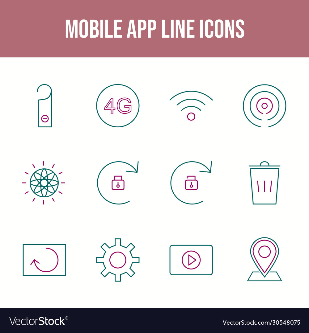 12 mobile app icons in one set