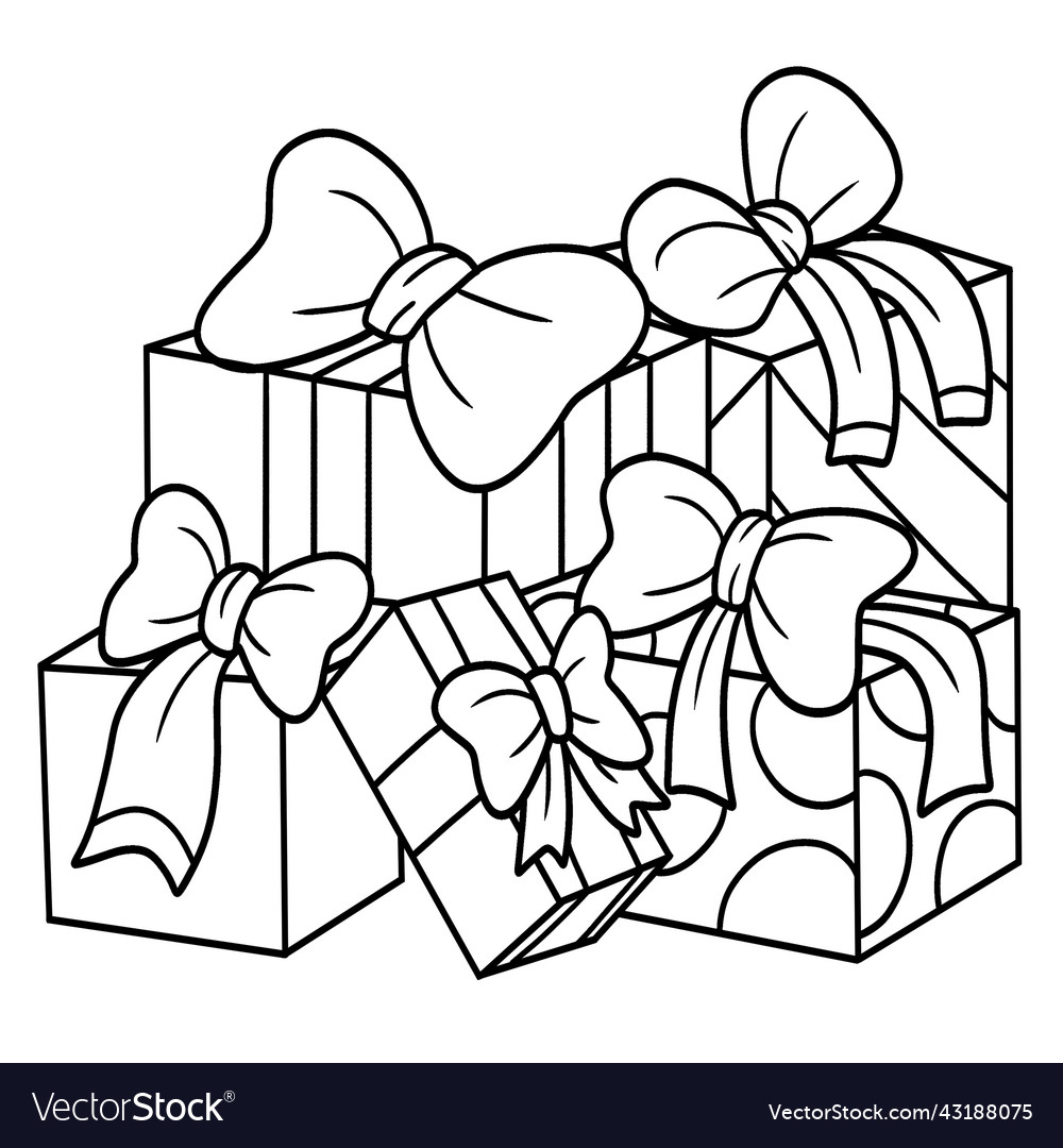 Christmas gifts isolated coloring page for kids