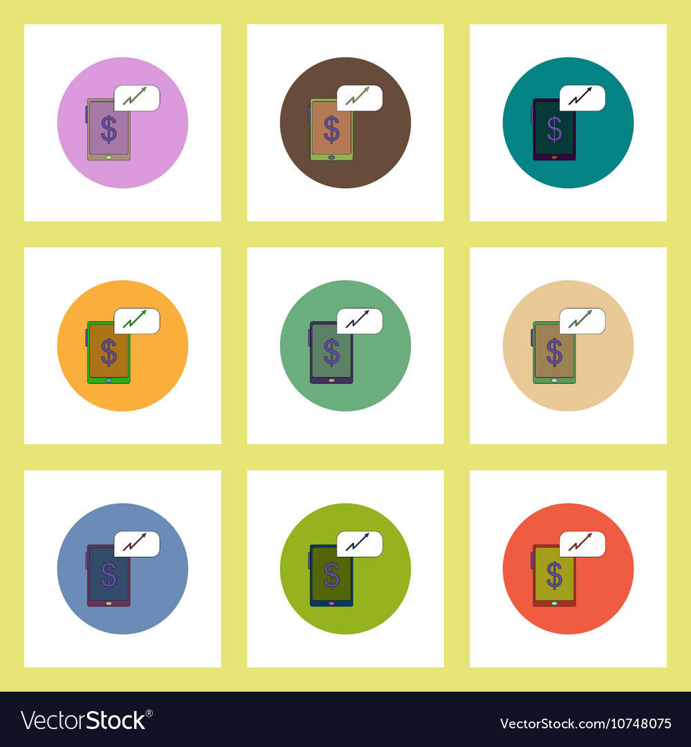 Flat icons set of progress statistics and gadget