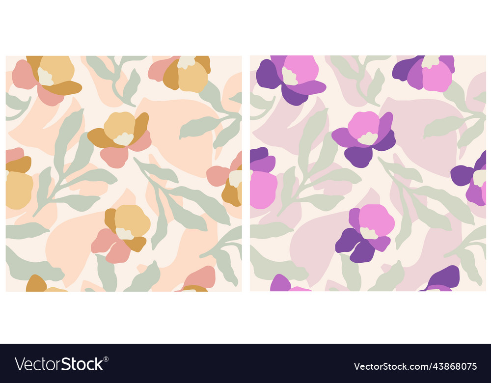 Flower 2 seamless repeat pattern set vector image Flower 2 seamless repeat pattern set