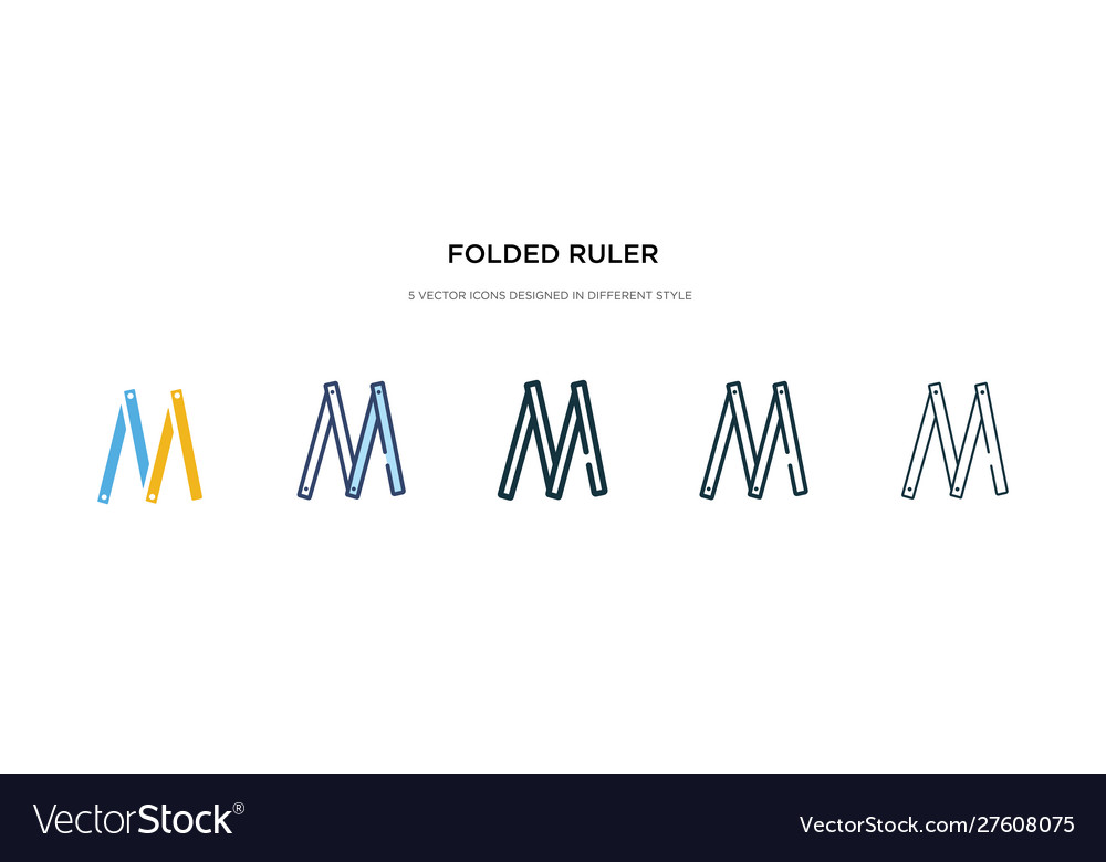 Folded ruler icon in different style two colored vector image Folded ruler icon in different style two colored