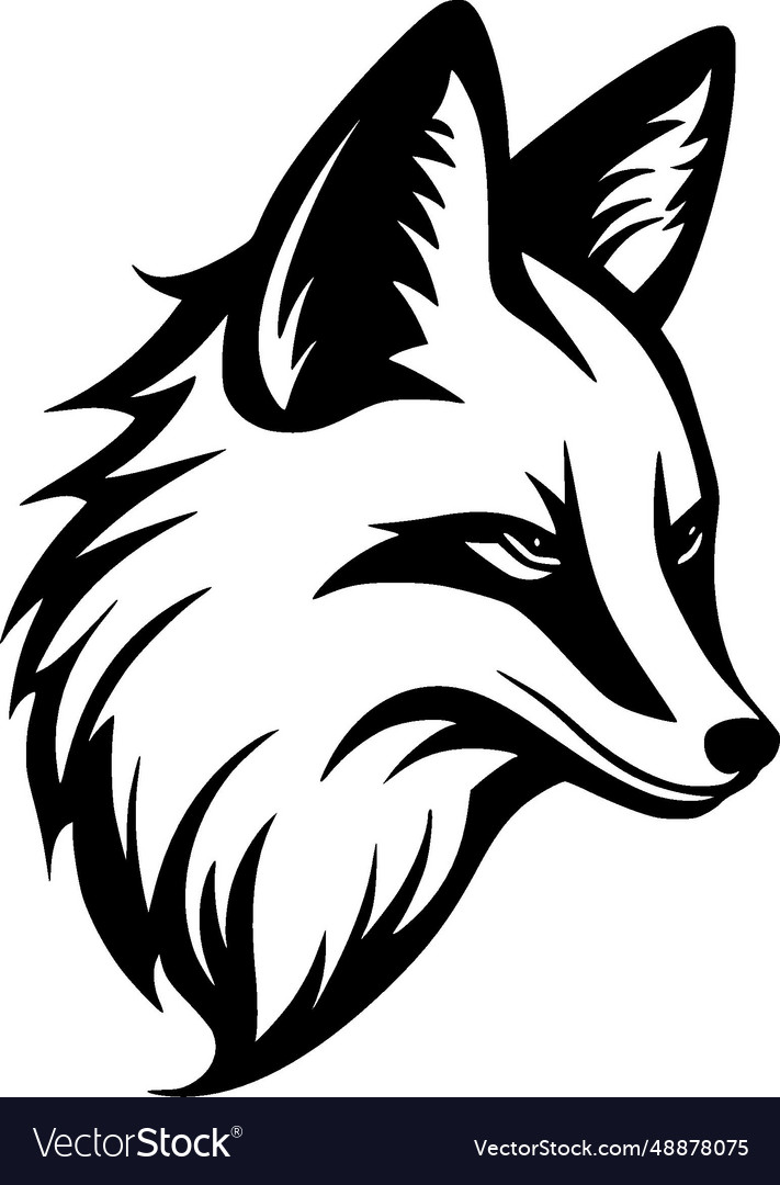 Fox - black and white isolated icon