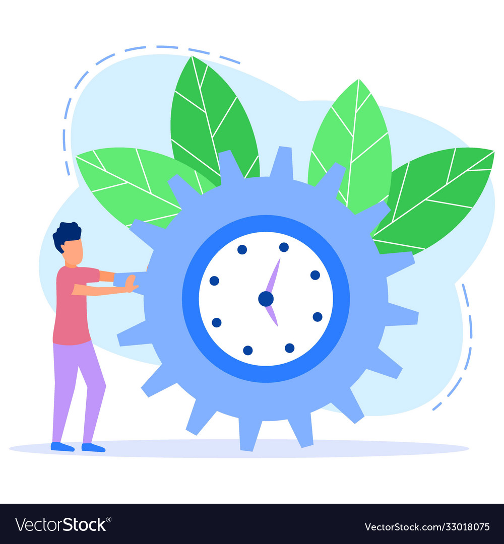 Graphic cartoon character time management Vector Image