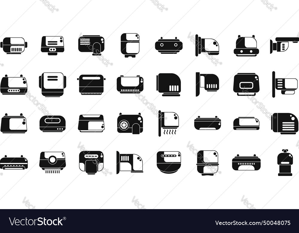 Hand dryer icons set simple washroom Royalty Free Vector