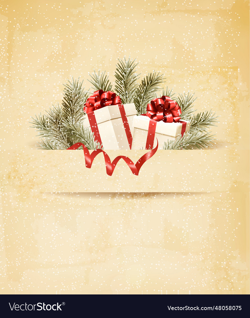 Urlaub Hintergrund mit Band und roten Geschenkboxen vector image Urlaub Hintergrund mit Band und roten Geschenkboxen
