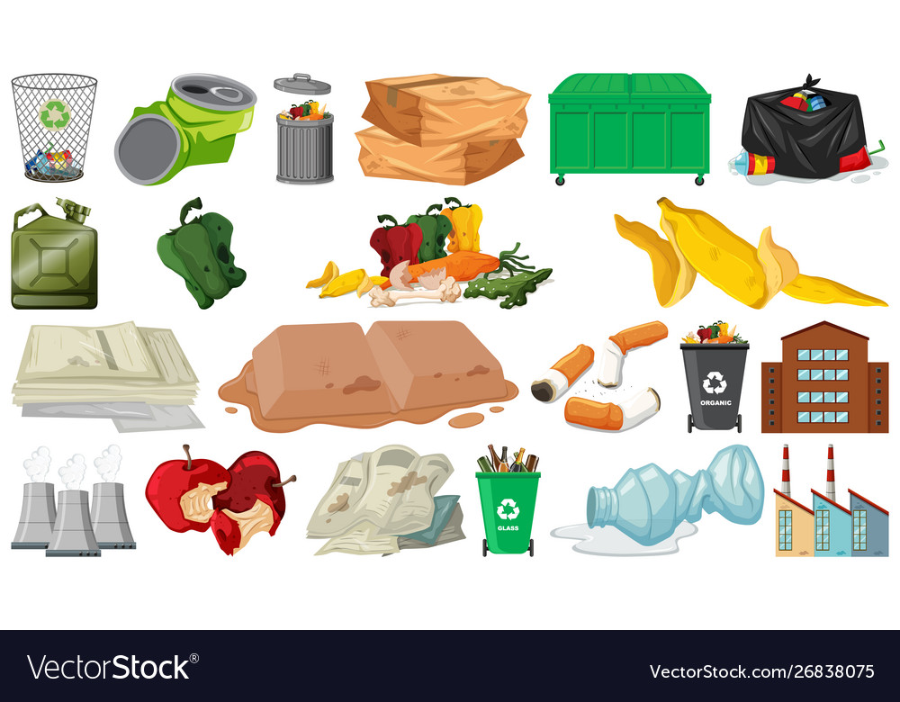 Pollution litter rubbish and trash objects Vector Image