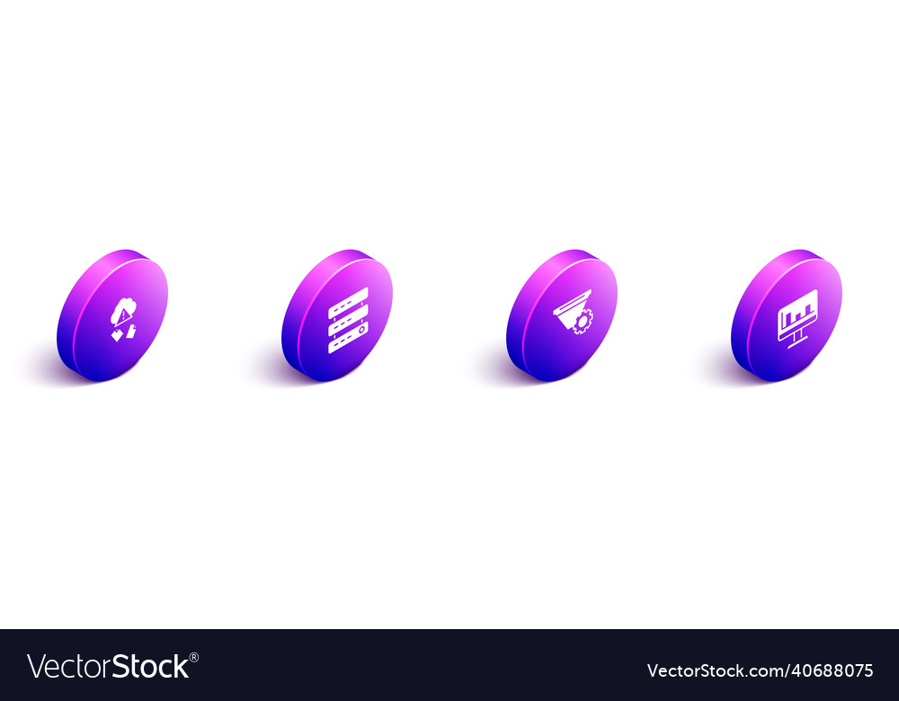 Set isometric cloud hacking server data web Vector Image Set isometric cloud hacking server data web
