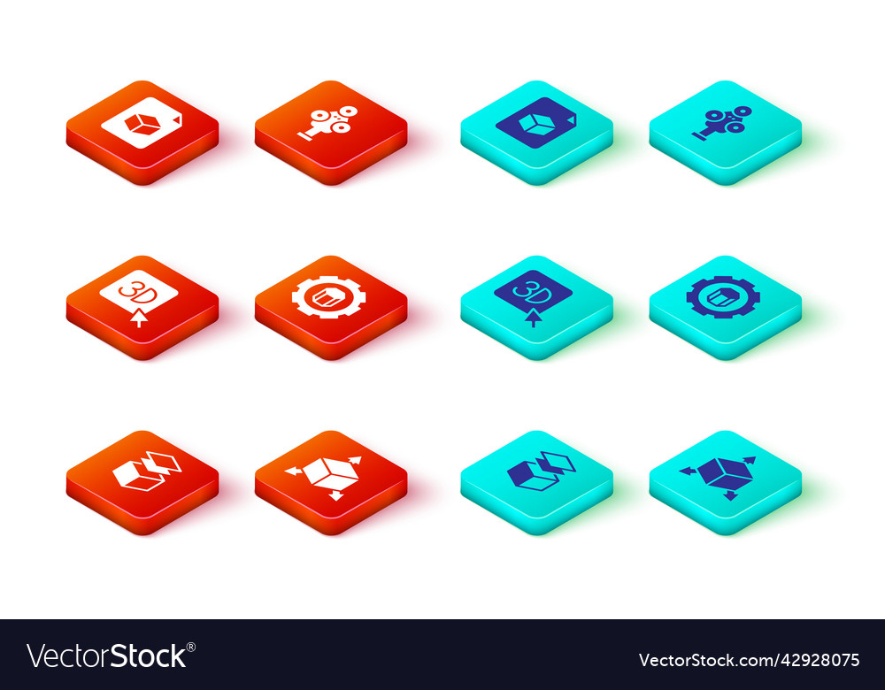 Set layers isometric cube 3d printer setting Vector Image Set layers isometric cube 3d printer setting
