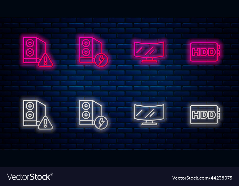 Set line case of computer monitor screen vector image Set line case of computer monitor screen