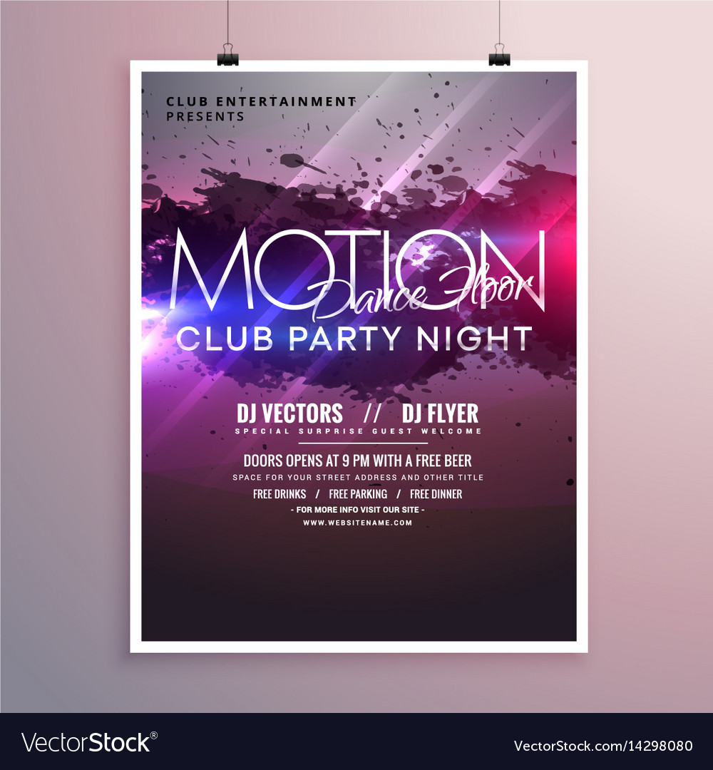 Abstract Dance Music Party Flyer Template With Vector Image