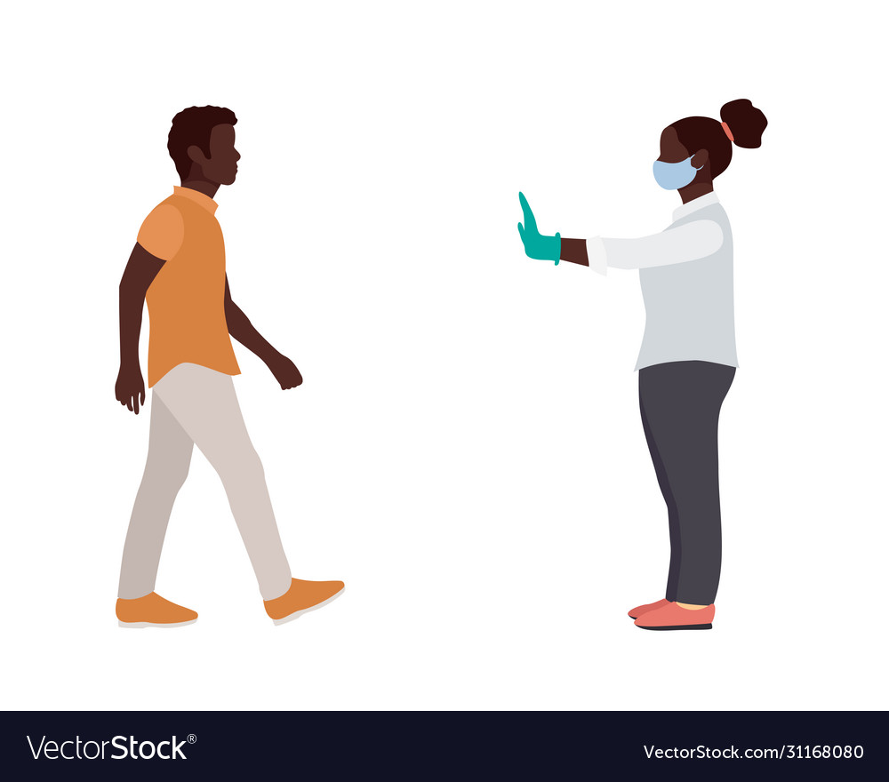 African americans woman with mask and medical vector image African americans woman with mask and medical