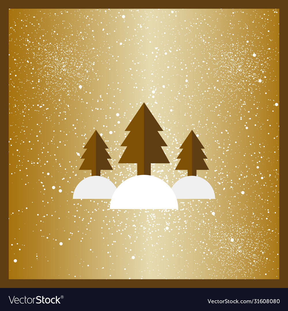 Gold stylized flat christmas trees on dark blue