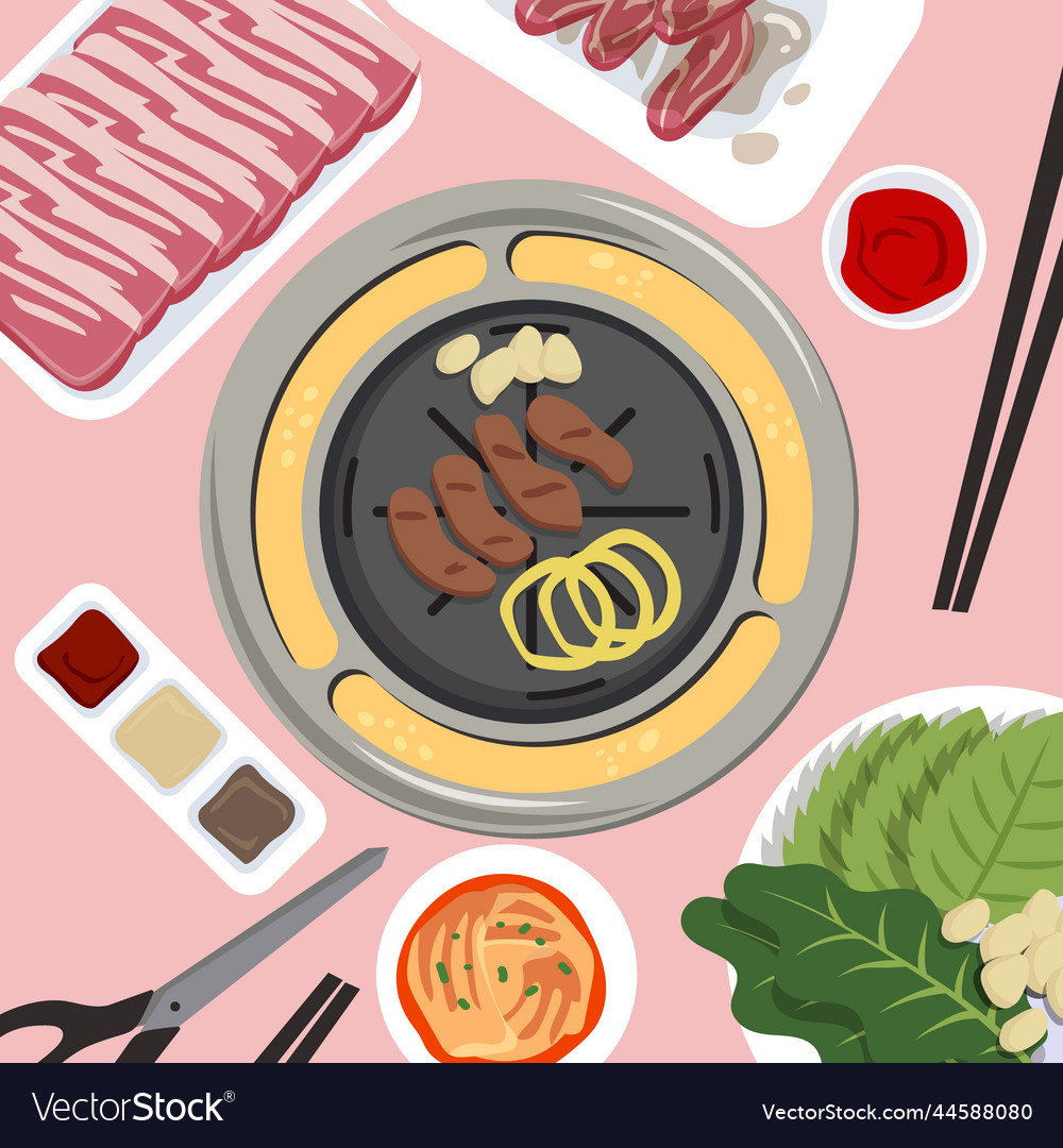 Hand drawn korean bbq Royalty Free Vector Image