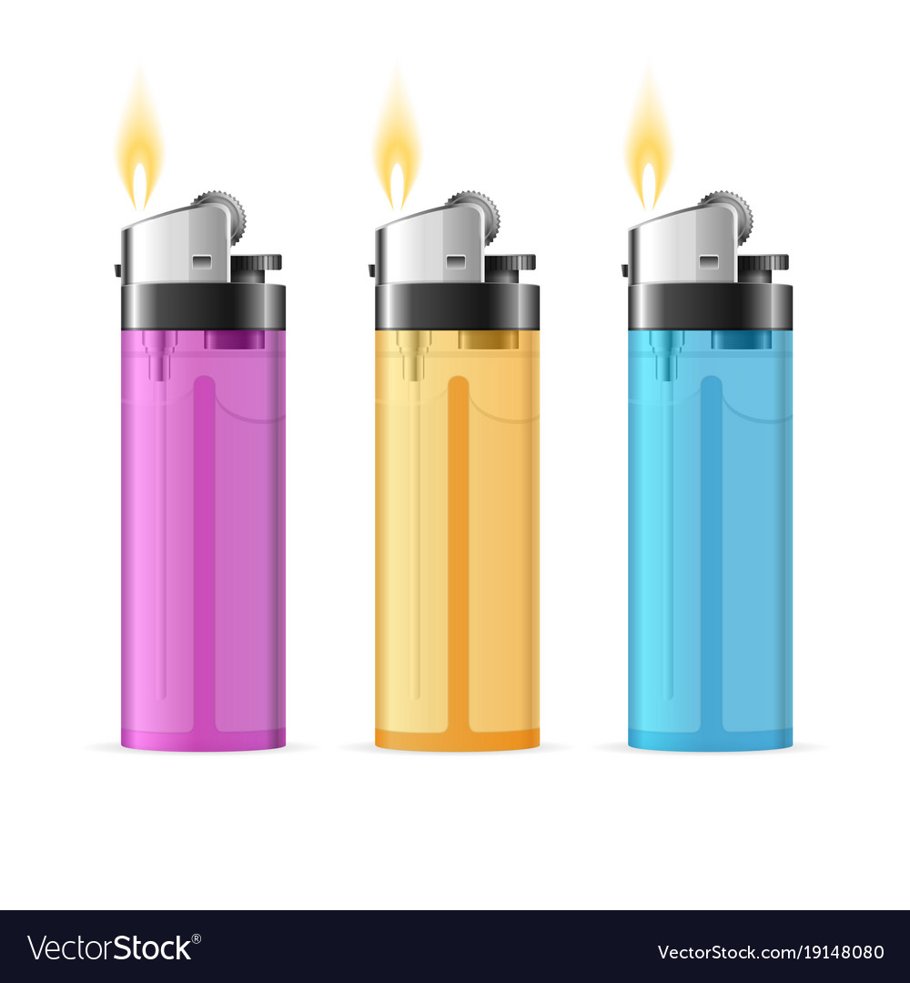 Realistic 3d detailed color lighter set Royalty Free Vector