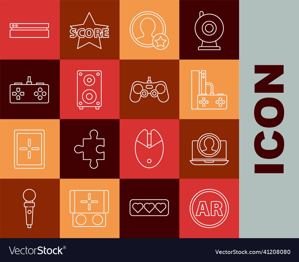 Set line ar augmented reality create account vector image Set line ar augmented reality create account