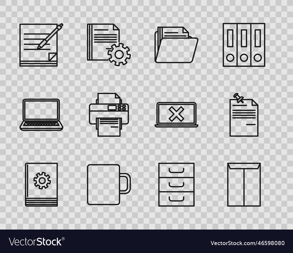 Set line user manual envelope document folder vector image Set line user manual envelope document folder