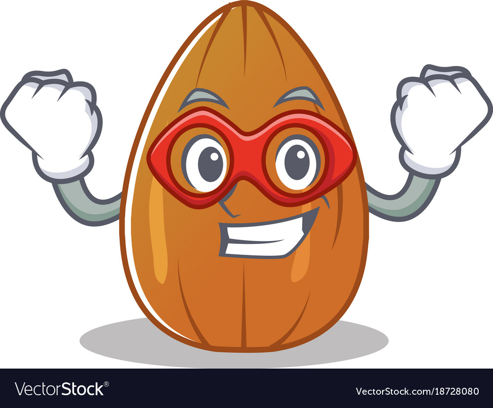 super hero almond nut character cartoon royalty free vector