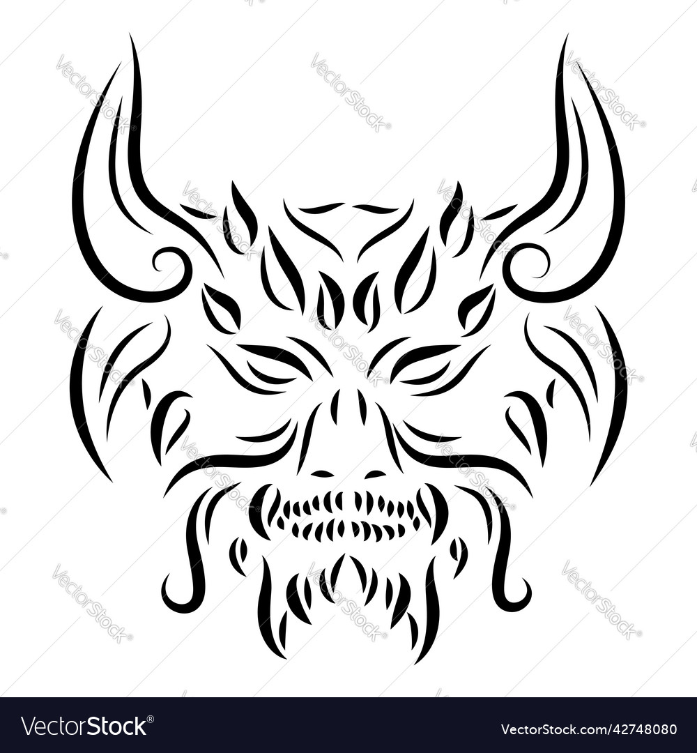 Tribal tattoo art with hand drawn demon head Vector Image