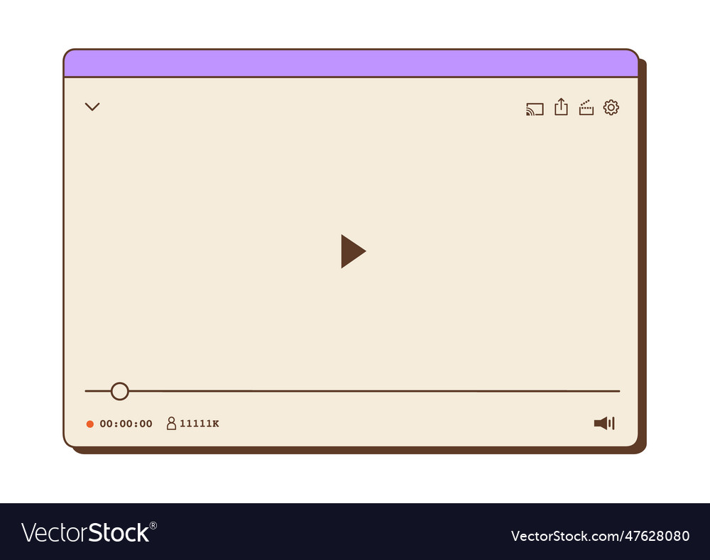 Video player template for web or mobile apps vector image Video player template for web or mobile apps