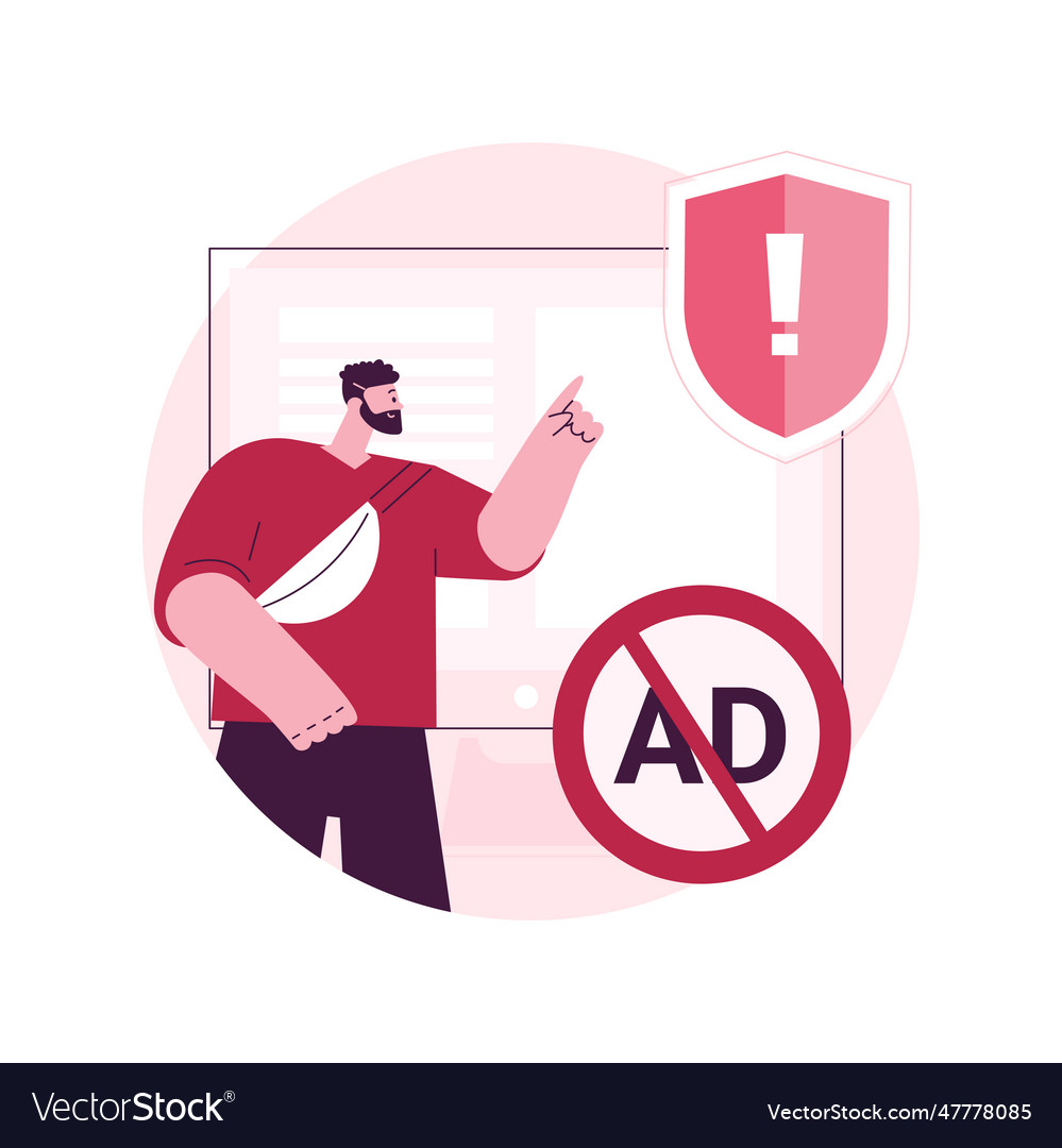 Ad blocking software abstract concept vector image Ad blocking software abstract concept