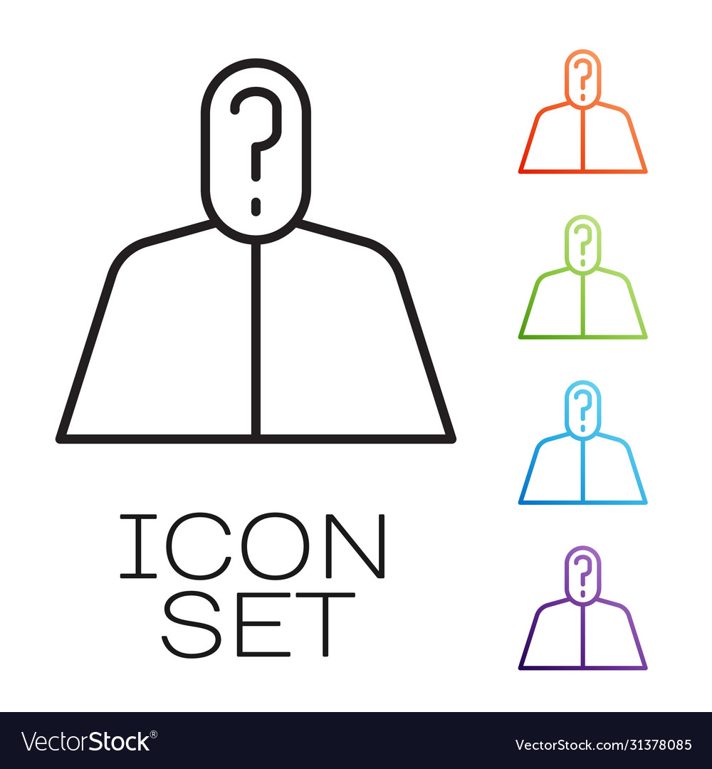 Black line anonymous man with question mark icon vector image Black line anonymous man with question mark icon