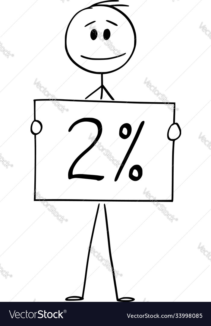 Cartoon man or businessman holding 2 two