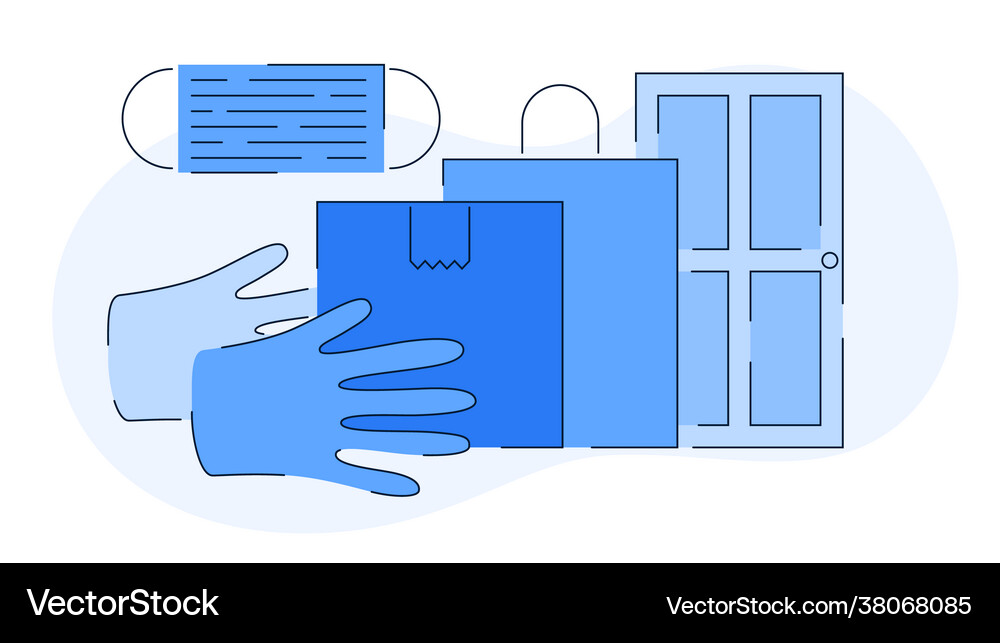 Contactless delivery flat Royalty Free Vector Image