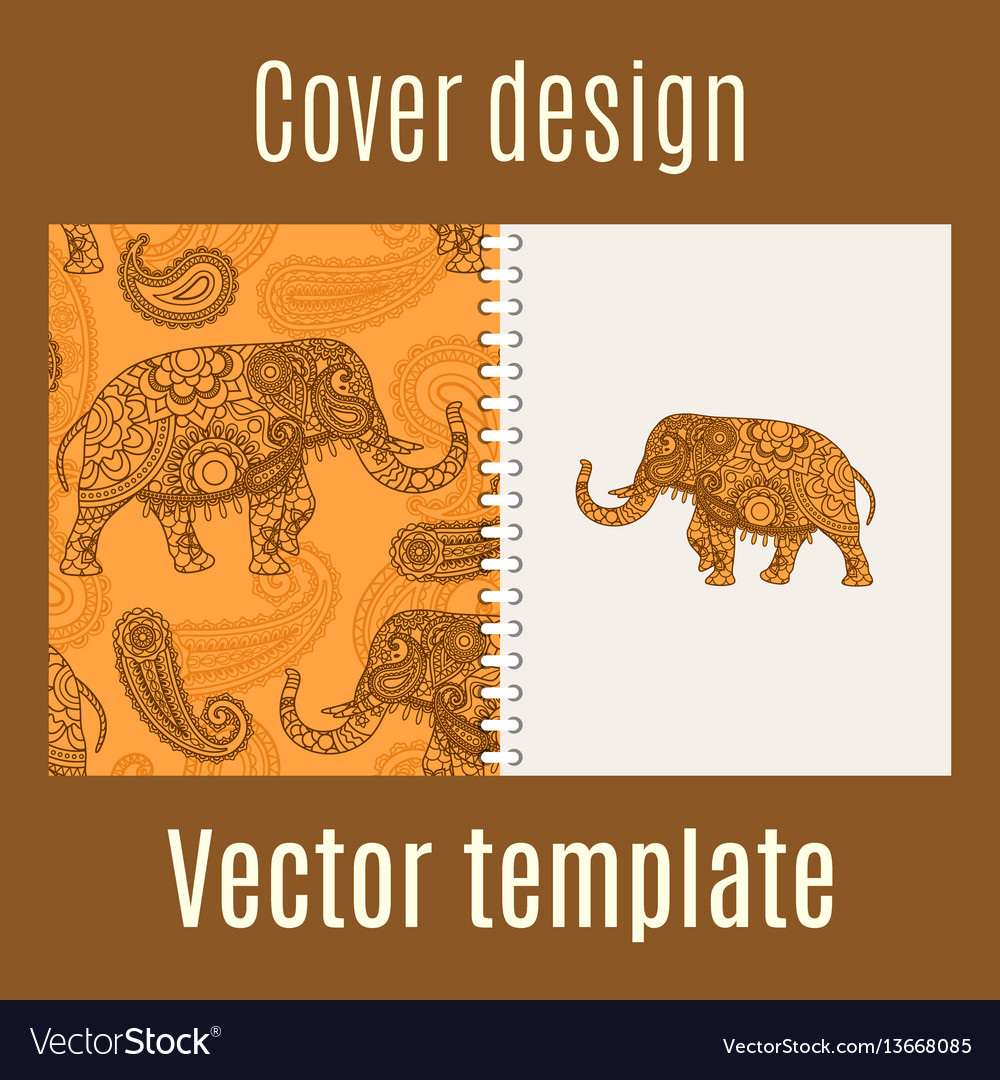 Cover design with indian elephant pattern vector image Cover design with indian elephant pattern