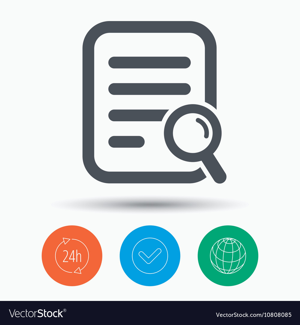 File search icon document page with magnifier