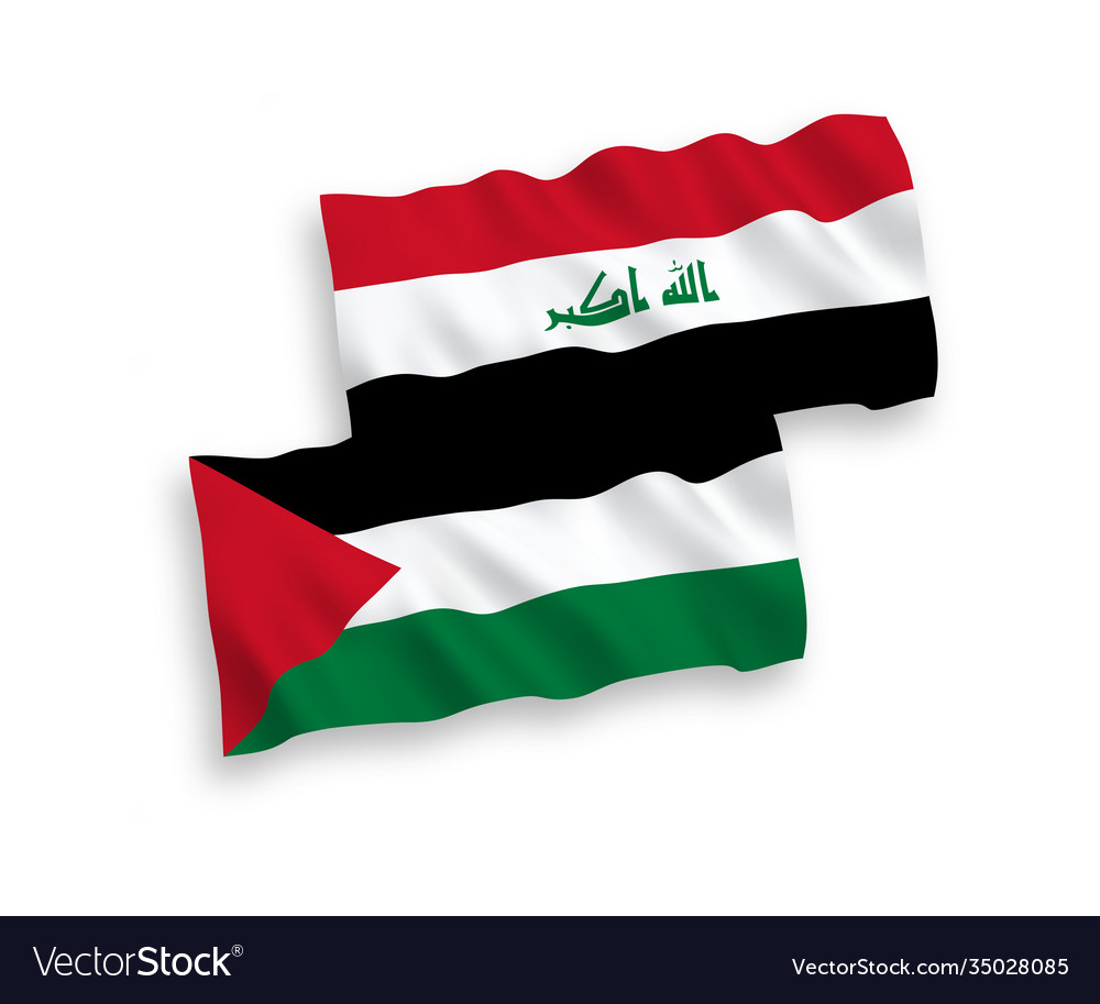Flags iraq and palestine on a white background vector image Flags iraq and palestine on a white background