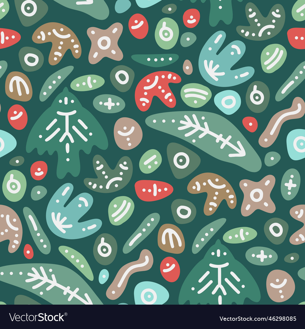 Flat seamless pattern with bundle natural shapes