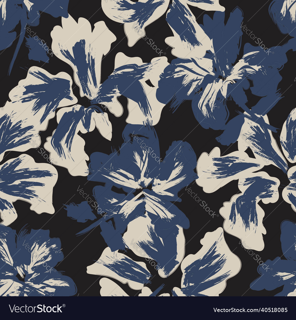 Floral brush strokes seamless pattern background