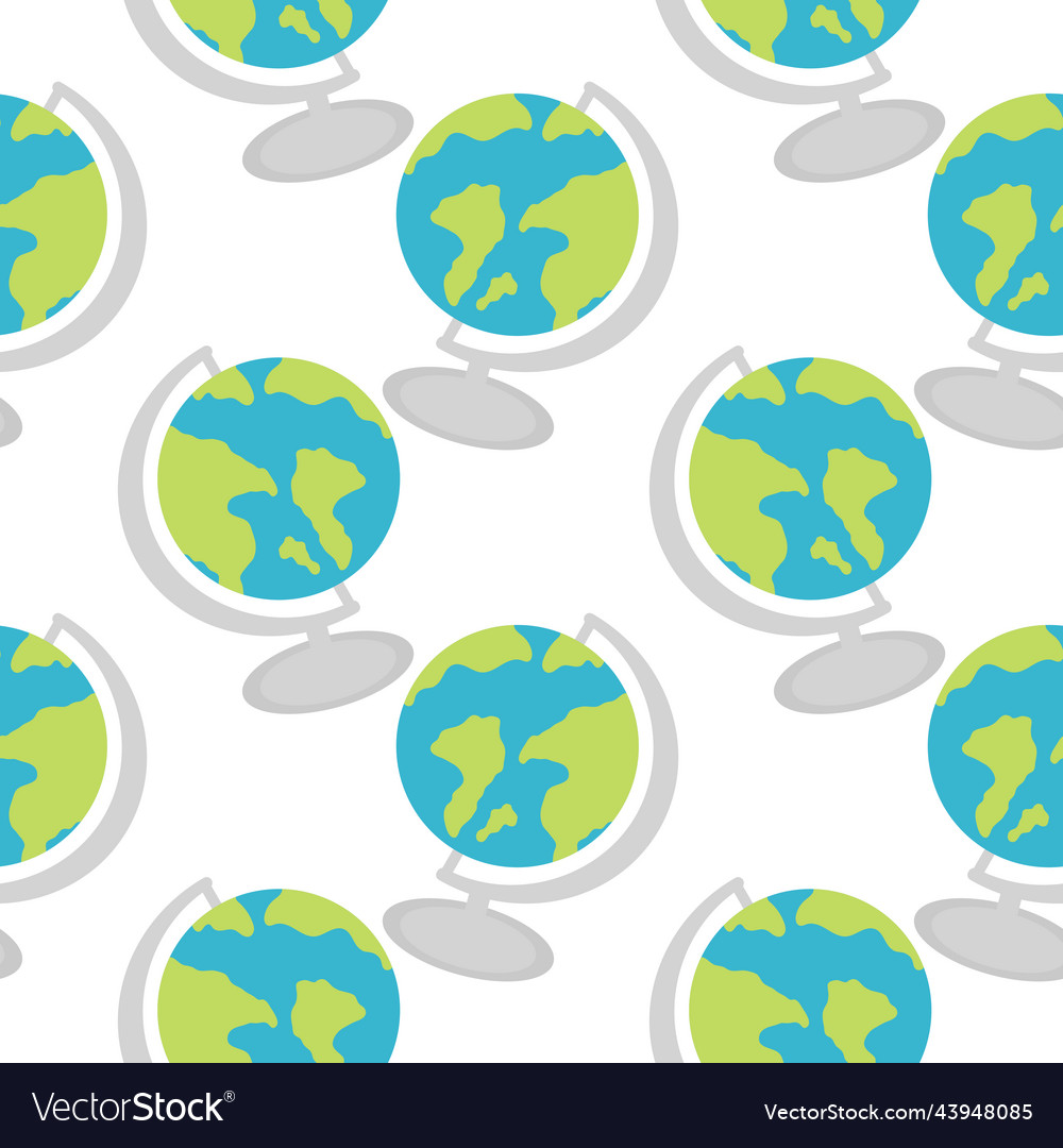 Globe seamless pattern with environmental theme