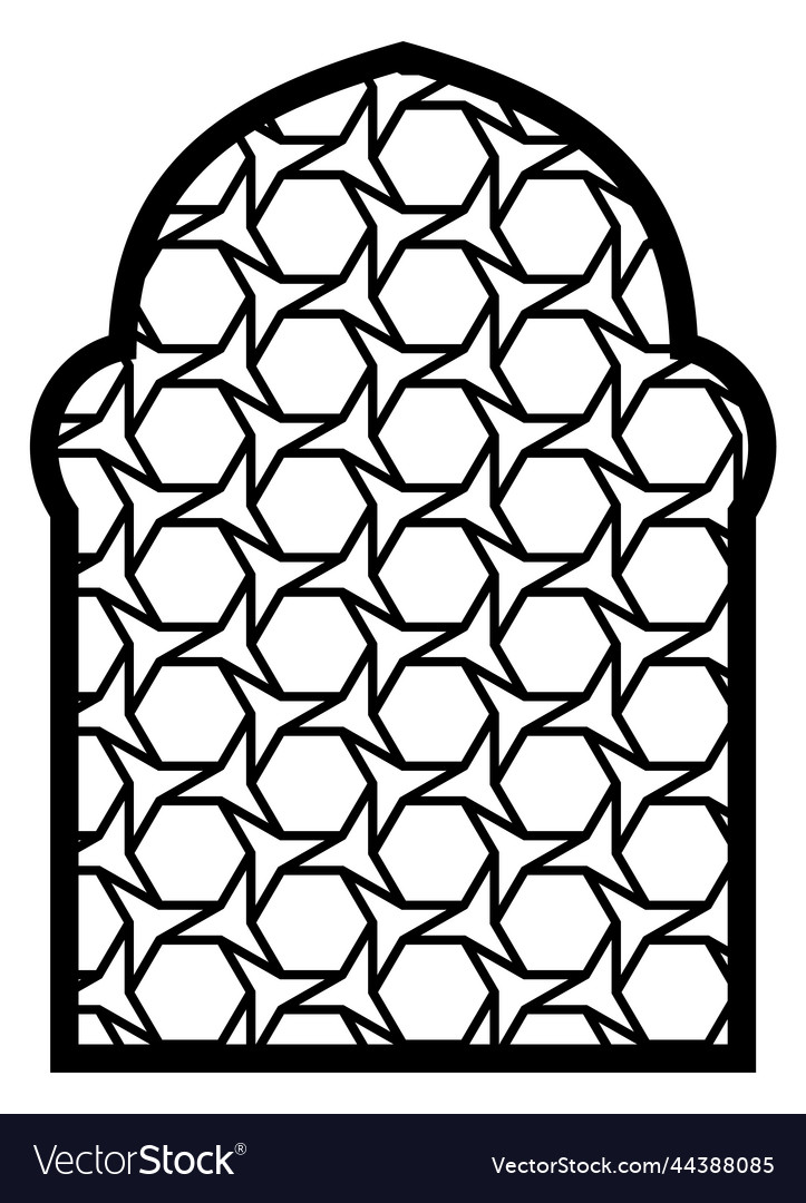 Islamic ornate window decorative line pattern Vector Image