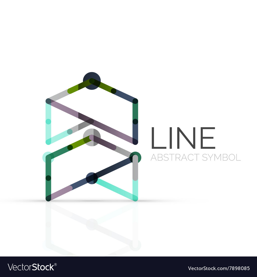 Linear abstract logo connected multicolored