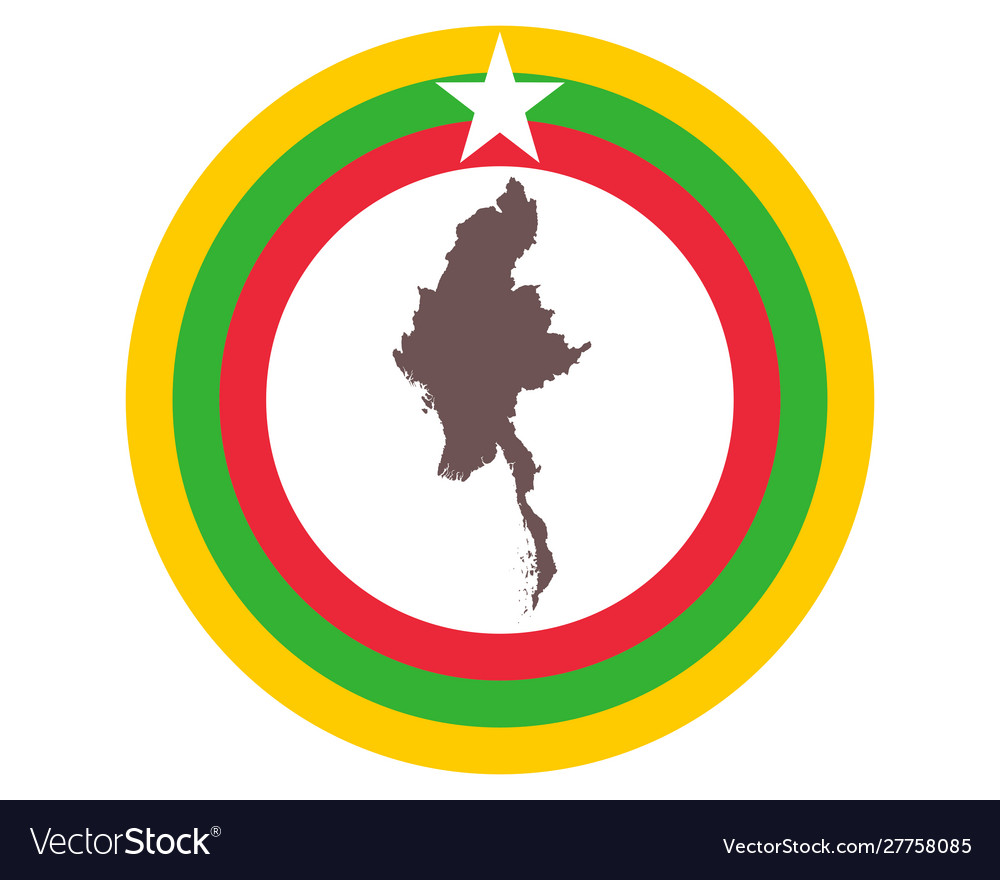 Map Myanmar On Background With Flag Royalty Free Vector