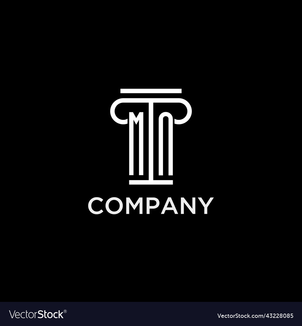 Mn monogram initial logo with pillar shape icon Vector Image Mn monogram initial logo with pillar shape icon