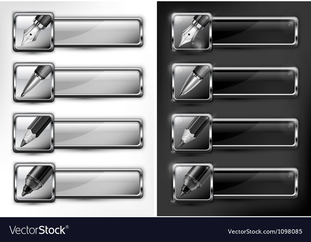 Pen icons set buttons