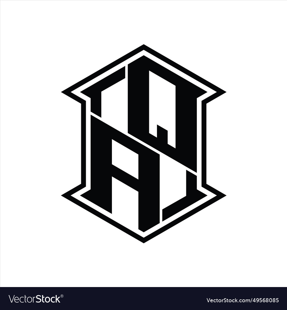 Qa logo monogram hexagon shield shape up and down Vector Image Qa logo monogram hexagon shield shape up and down