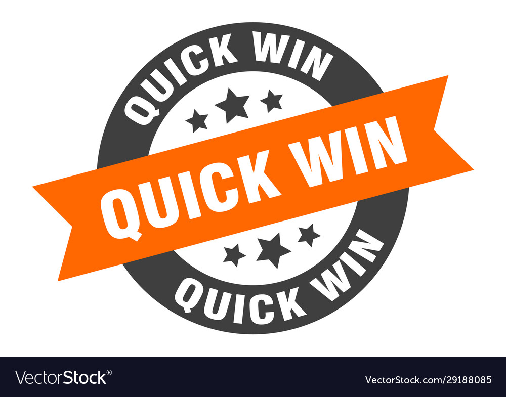 Quick win sign round ribbon sticker