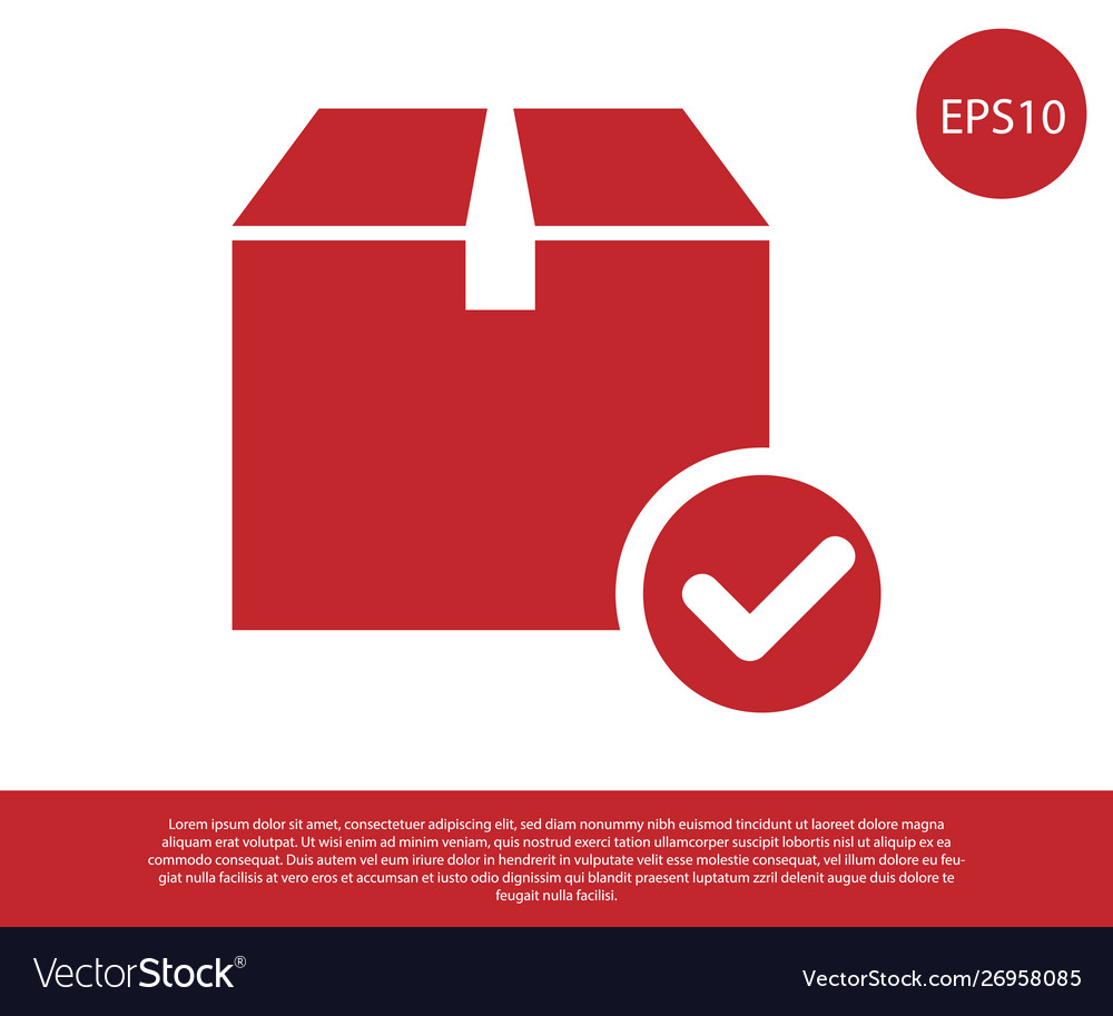 Red package box with check mark icon isolated Vector Image Red package box with check mark icon isolated