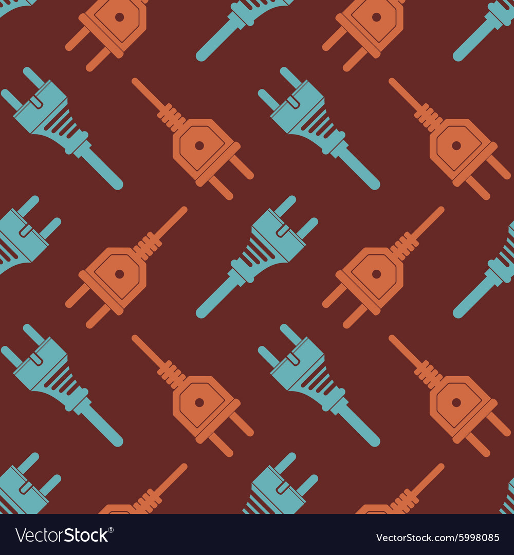 Seamless background with different power cord plug vector image Seamless background with different power cord plug