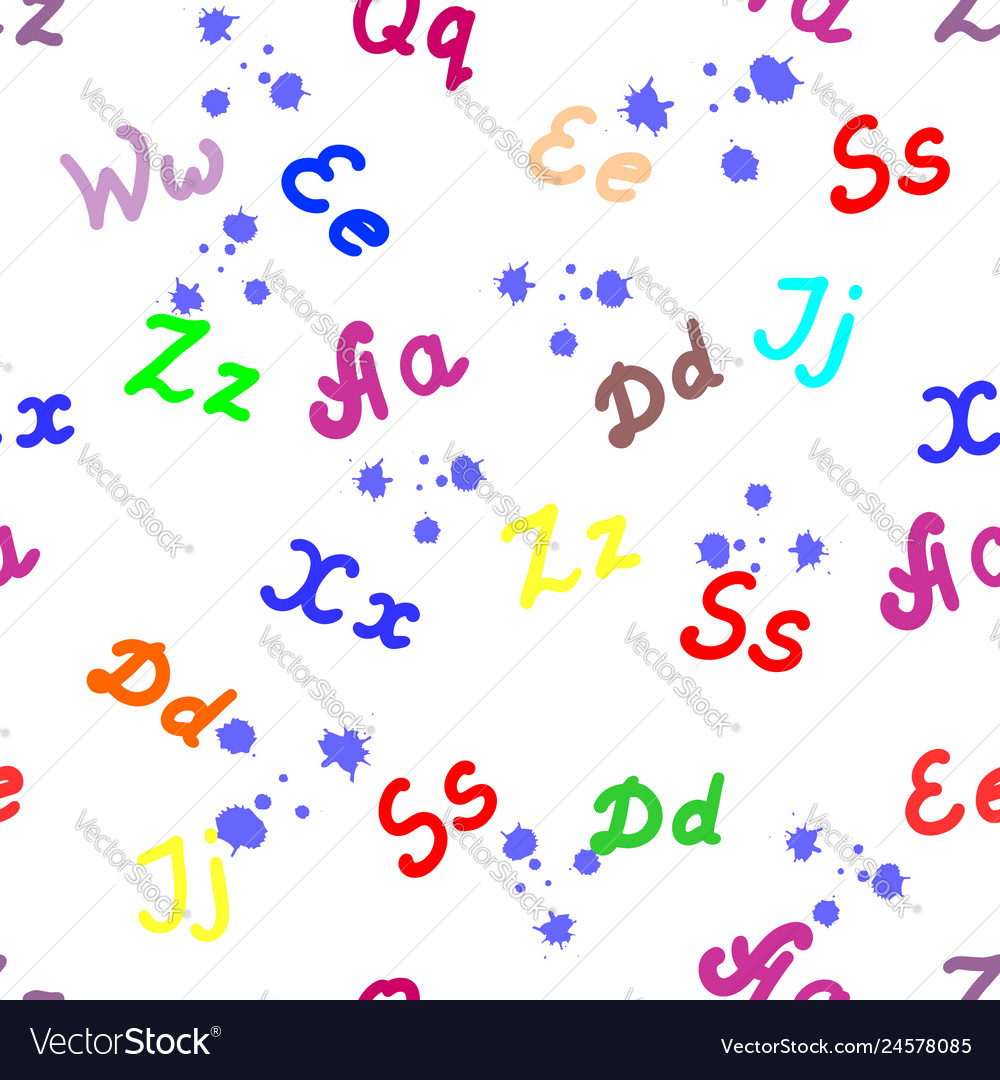 Seamless pattern of uppercase colored letters