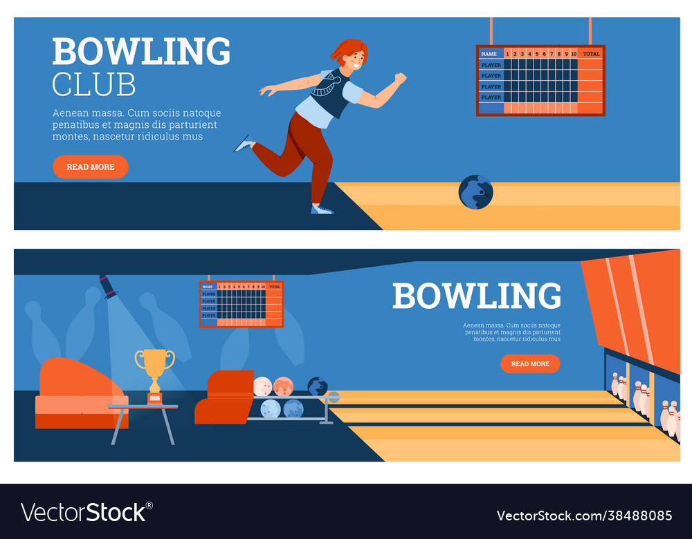 Set banners or flyers background for bowling vector image Set banners or flyers background for bowling