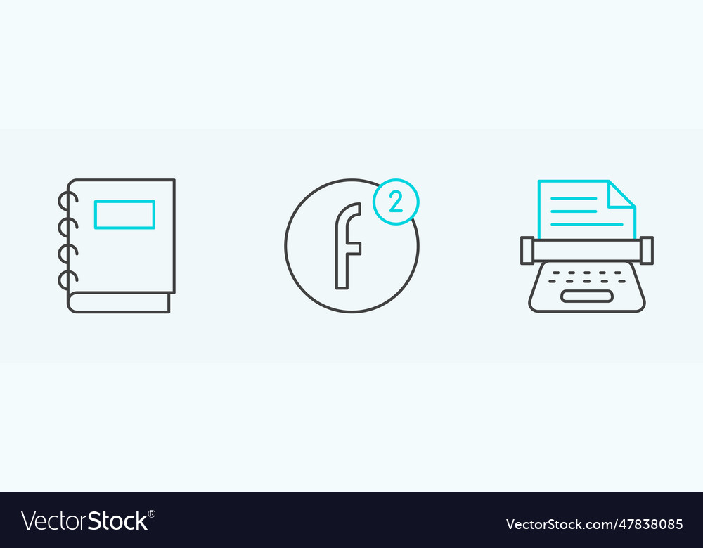 Set line retro typewriter notebook and create vector image Set line retro typewriter notebook and create
