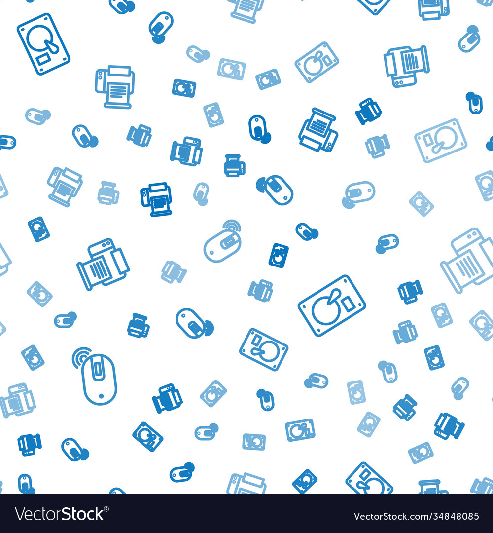 Set line wireless computer mouse hard disk drive vector image Set line wireless computer mouse hard disk drive