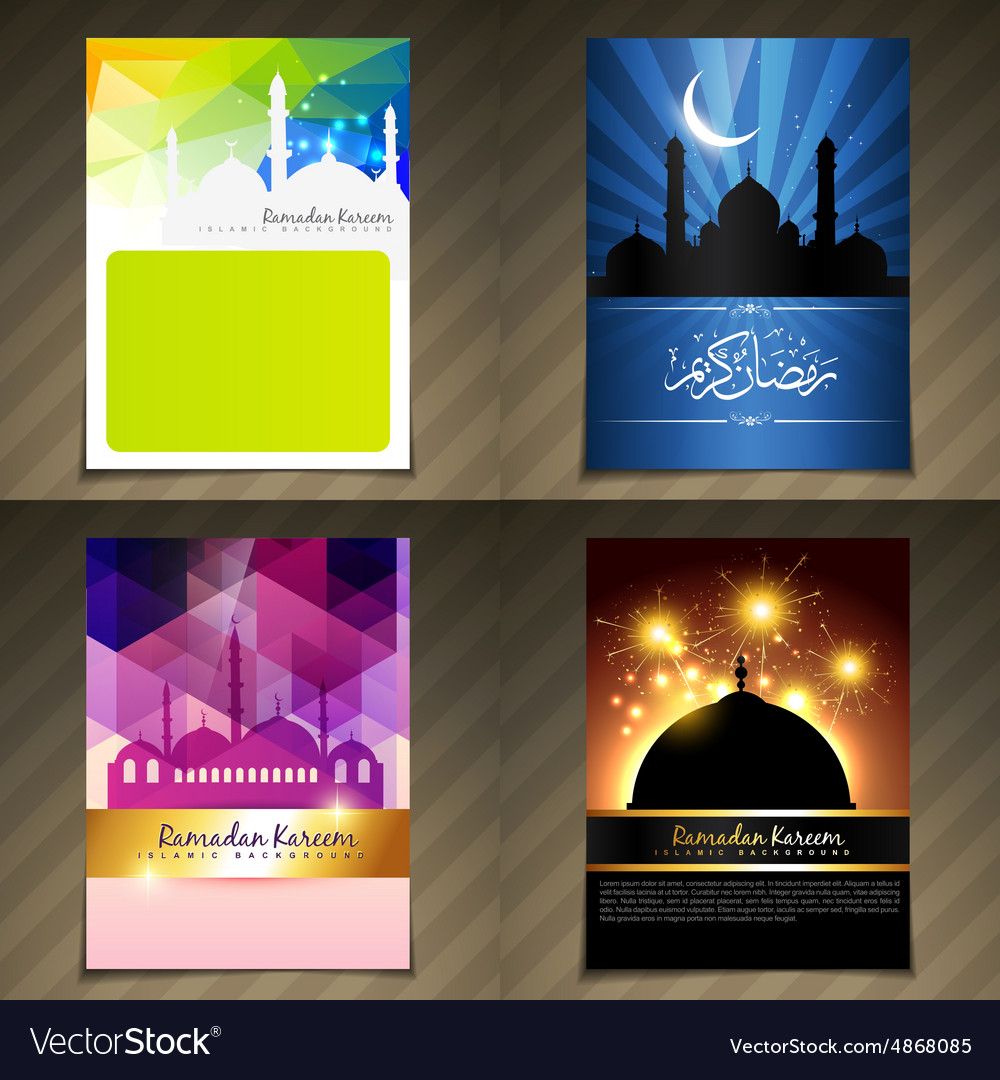 Set of attractive brochure ramadan kareem