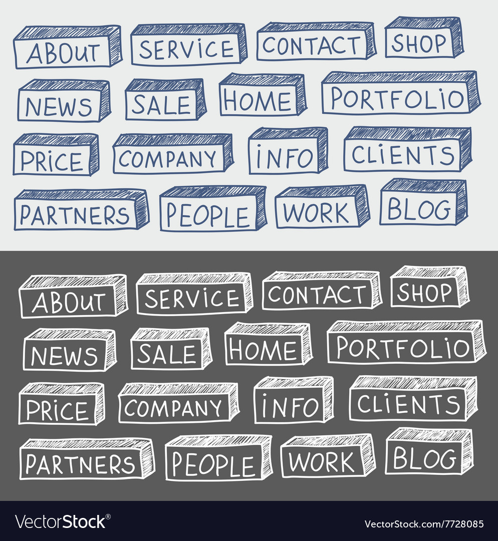 Set of hand drawn buttons for the web site menu